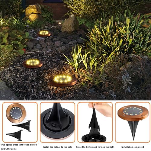 Solar Ground Lights Outdoor Waterproof Flat Garden Solar Disk Lights Floor - Image 6