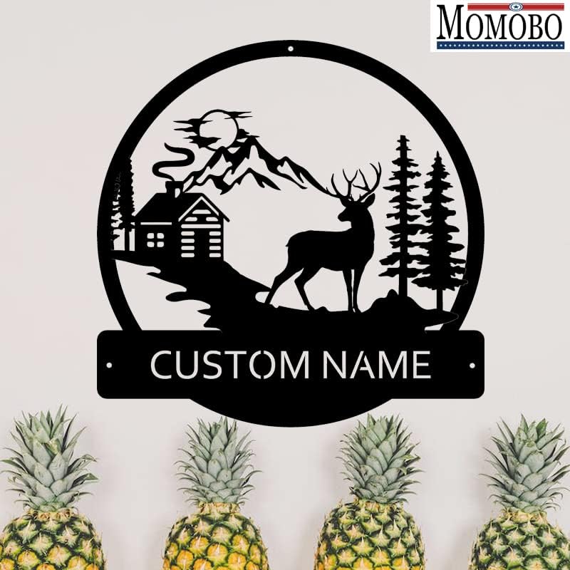 Deer and Cabin Custom Name Sign Metal Wall Art Personalized Last Name Plaque Outdoor Metal Wall Art Personalized Gift for Wedding/Housewarming - Image 5