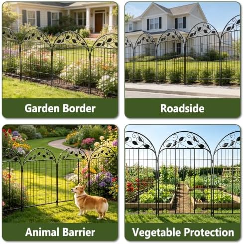 Decorative Garden Fence 48in x 27ft, 12 Pack Sturdy Metal Garden Border Fence, Rustproof Powder Coating, No-Dig Installation with Triangular Stakes, Flexible Design for Flower Beds, Paths, Yards - Image 5