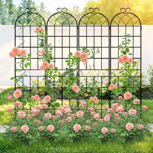 LZRS 82.7 x 80in Rustic Iron Arch Decoration Garden Trellis with Black Metal Coating – Perfect for Supporting Climbing Plants Outdoor, Roses, Vines, Flowers, and Vegetables. - Image 5