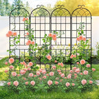 LZRS 82.7 x 80in Rustic Iron Arch Decoration Garden Trellis with Black Metal Coating – Perfect for Supporting Climbing Plants Outdoor, Roses, Vines, Flowers, and Vegetables. - Image 5