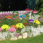 LemonRoad 6 Pcs Metal Flower Bird Baths with Stake for Garden Multicolor - Image 6