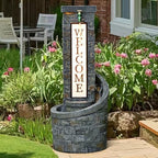 35.43 Inches Outdoor Water Fountain, Welcome Garden Water Feature - Image 3