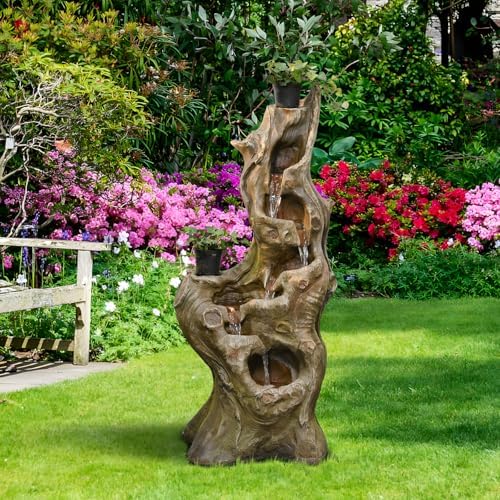 Sunlinua Water Fountain Outdoor, 5-Tier Cascading Realistic Tree Waterfall - Image 6