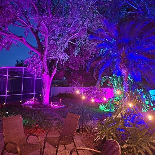 LED Flood Light Outdoor 800W Equivalent Bluetooth Smart Color Change Landscape Lighting DIY-Scene+RGB Colors+Warm White 2700K - APP & Group Control & Timing,IP66 Waterproof US 3-Plug Up Light 4Pack - Image 6