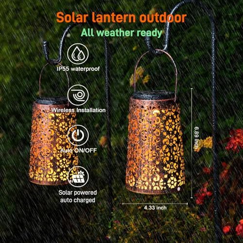 4 Pack Solar Hanging Lanterns Outdoor - Image 4