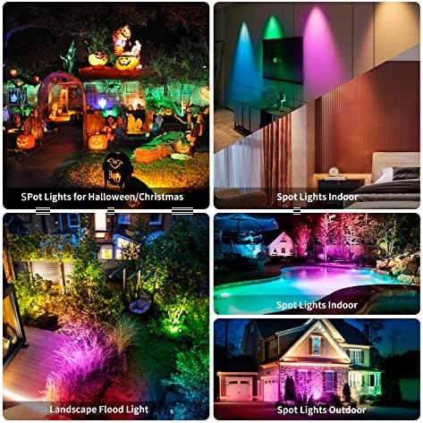 Outdoor Spotlight,15W RGBW Color Changing Landscape Lights 12V Low Voltage Landscape Lighting APP Control, IP67 Waterproof Outdoor Spot Lights for Yard Garden Pathway Decorations, 2Pack - Image 6