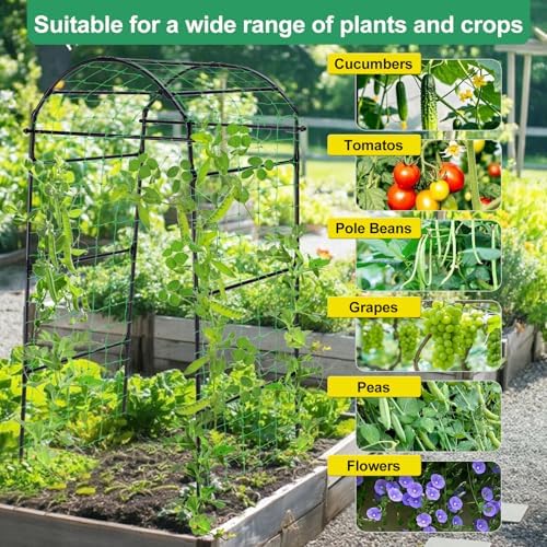 Garden Arch Cucumber Trellis for Climbing Plants 6.7ft Black - Image 3