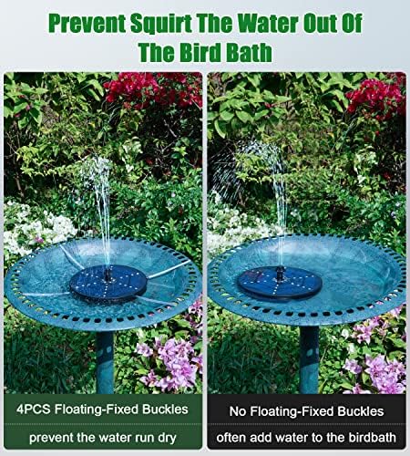 SZMP Solar Fountain with Colorful Star-Shaped Lights, 4W Bird Bath Fountain Pump with 4000 mAh Battery, 7 Nozzles & 4 Fixers, Solar Water Fountain for Garden, Pool, Pond, Outdoor(30 LEDs) - Image 6