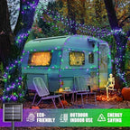 JMEXSUSS 2 Pack Solar Halloween Lights, Total 200LED 66FT, Purple and Green - Image 6