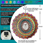 FONMY Solar Wind Spinner Mandala Flame 3D Stainless Steel Hanging Wind Spinners Worth Gift Christmas Decoration Indoor/Outdoor Garden Décor Kinetic Yard Art 12 Inches Multi Red Wind Sculpture - Image 3