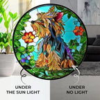 Yorkie Stained Glass Suncather Window Hangings, Suncatchers Glass Panel Sun Catchers Gifts Home Decor Garden Christmas Halloween Wedding 11.8" - Image 4