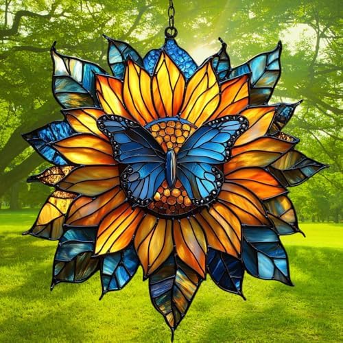 Whimsical Sunflower and Butterfly Acrylic Suncatcher - Image 3