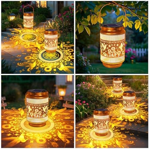 2 Pack Hummingbird Solar Lanterns Outdoor Waterproof Garden Decor, Gifts for Women Mom Grandma Birthday, Metal Hanging Solar Lights for Outside Yard Patio Pathway Backyard - Image 5