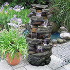PeterIvan Outdoor Relaxing Waterfall - 6-Tier Fountain with 6 LED Lights, Stone-Liking Resin for Patio, Garden, House&Office (40.6in, Grey) - Image 2