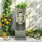 Sunlinua 35H Modern Outdoor Water Fountain with 3-Tiers Cascading Waterfall Feature for Indoor or Outdoor Cascading Waterfall for Relaxing Garden Patio Backyard Deck Porch or Home Décor - Image 6