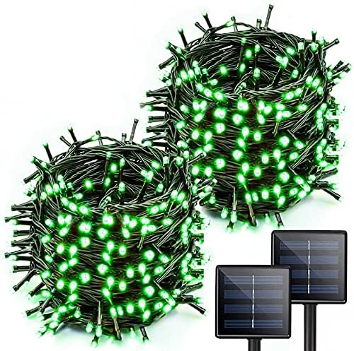 YIQU Solar Christmas Lights Outdoor 2 Pack 144FT 400 LED String Light Green by Halloween