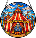 Stained Glass Window Hanging Suncatcher 11.8 in Circus Tent Skeleton Performer Colorful Glass Panel Sun Catcher for Window,Window Hanging Decor for Home,Housewarming Gift by Unknown