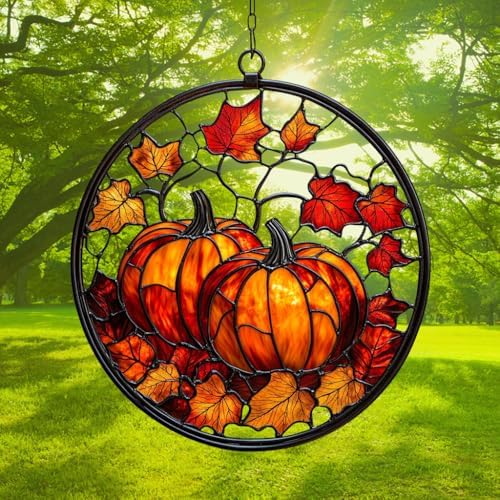 Autumn Leaves Pumpkin Acrylic Suncatcher - Image 3