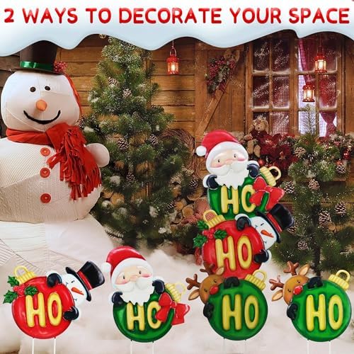 3 Pack Christmas Garden Stakes 31in Colorful Balls Metal Holiday Decor - Image 5