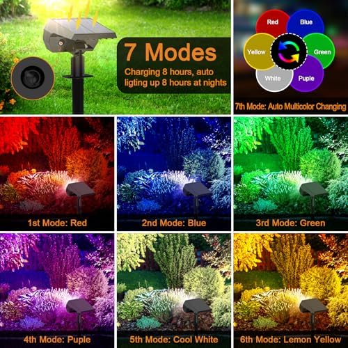 WELALO Color Changing Solar Lights Outdoor, IP68 Waterproof, RGB, 6 Pack - Image 3