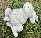 Giggling Laying on Back Rabbit Concrete Rabbit Garden Statue White Rabbit Figurine Stone Rabbit Memorial 1 - Image 4