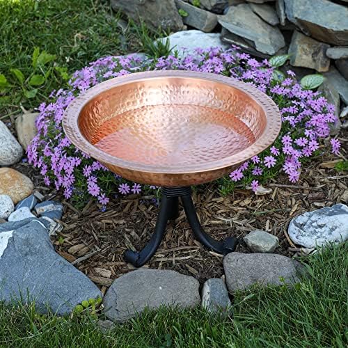 Achla Designs 201-4016 Hammered Solid Tripod Stand Birdbath, Satin Copper - Image 3