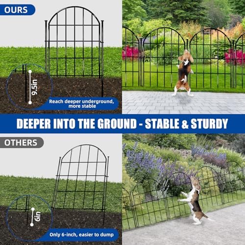 26 Pack Decorative Garden Fence, 22in X 28ft Arched No Dig Fence Border, Garden Edging Border, Rustproof Metal Animal Barrier with Ground Stake for Dog, Rabbit, Outdoor Yard Patio Decor - Image 4