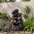 19.7" Tall Outdoor Water Fountain, 5 Tier Cascading Bowls and Stacked Water Fountain with LED Lights, for Yard Décor, Backyard, Patio and Deck (21.7'') by Unknown