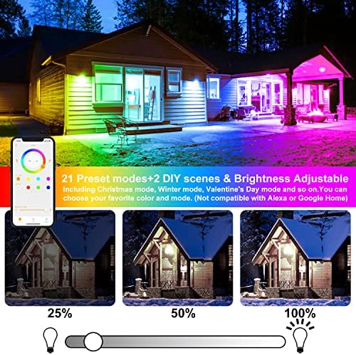 LED Flood Light Outdoor 800W Equivalent Smart RGB IP66 Landscape Lighting - Image 4
