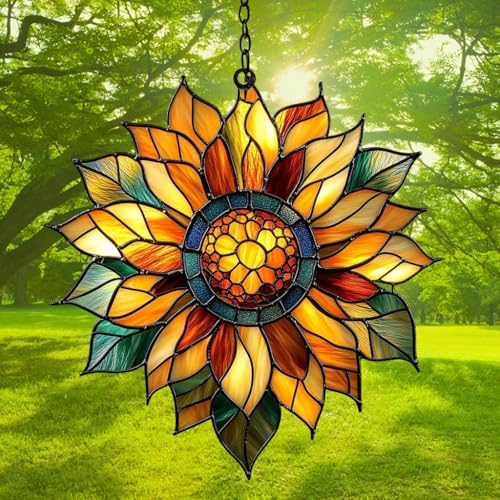 Mosaic Effect Sunflower Acrylic Suncatcher - Image 3