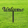 Metal Welcome Sign Decorative Garden Stake, Elegant Script Design Gifts Silhouette Statues for Yard Art, Outside, Patio, Outdoor Decor, Garden Decorations, Lawn Ornaments - 16" Black by SIGNLEADER