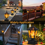 Dynaming Solar Flame Post Lights Outdoor, Solar Powered Lamps Fence Post Cap Lights, Flickering Flame LED Lantern Decorative Waterproof for Garden Deck Patio, Fit 4x4, 5x5 or 6x6 Wooden Posts, 4 Pack - Image 5