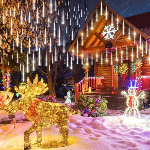 KNONEW 2Pack 30 Tubes 1080 LED Meteor Shower Lights Christmas Lights - Image 2
