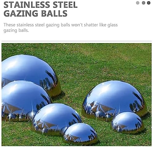 YARNOW Gazing Balls 6Pcs Garden Hemisphere Mirror Gazing Half Polished Stainless Steel Reflective Globe Outdoor Hollow for Gardens Ponds Home Decor Garden Mirror - Image 4