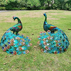Ujicde 22.8Inch Peacock Statue Garden Ornaments Outdoor, Large Standing Metal Peacock Garden Sculpture, Garden Bird Art Decor for Yard Porch Patio (Color : A) - Image 4