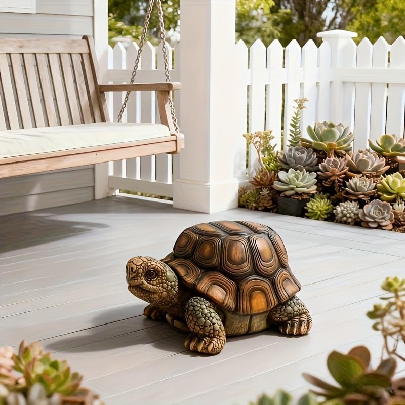 18" Large Resin Turtle Garden Statue Outdoor Patio Lawn Decor Brown - Image 6