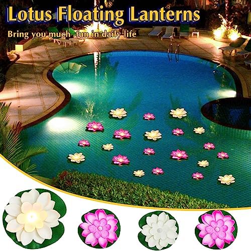 Liliful LED Floating Lotus Lantern Diwali Pool Decor White Pink 3.94&5.91" - Image 5