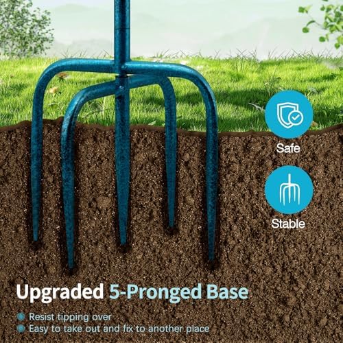 Daoeny 35In Metal Bird Bath for Outside, Vintage Freestanding Birdbaths & Birdfeeder, Bird Baths Feeder Bowl for Outdoors Garden Patio Yard Lawn Decor, Upgraded 5-Pronged Base (Blue) - Image 3