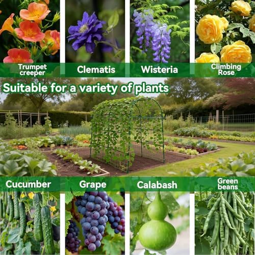 Garden Arch Trellis for Climbing Plants Outdoor - 83" H*71" W*43" L (Green) - Image 2