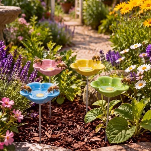 4 Pack Resin Flower Water Stations Cups Garden Stakes, Colorful, Lovely - Image 6