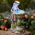 The Lakeside Collection Bird Bath Sculpture Solar Lighted Girl with Fountain by TheLakesideCollection