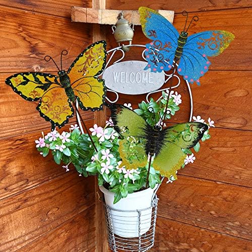 3 Pack Butterfly Garden Stakes Decor, 17" H Metal Butterflies Stakes Yard Art Ornaments for Indoor Outdoor Lawn Porch Pathway Patio Plant Pot Flower Bed Decor - Image 4