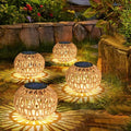 4 Pack Outdoor Solar Lanterns, Waterproof Rattan Solar Powered Lamp Decorative, Solar Garden Lights Birthday Gifts for Women, Outside Solar Lights for Yard, Pathway, Patio,Porch, Lawn Decor by Unknown