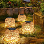 4 Pack Outdoor Solar Lanterns, Waterproof Rattan Solar Powered Lamp Decorative, Solar Garden Lights Birthday Gifts for Women, Outside Solar Lights for Yard, Pathway, Patio,Porch, Lawn Decor by Unknown