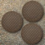 HF by LT Deluxe Rubber Stepping Stone, Provence Design, Heavy Duty 13" All-Weather Garden Tile, Black with Antique Bronze Finish, Set of 3 - Image 4
