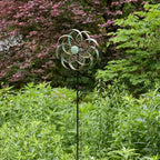 Red Carpet Studios Windspinner Garden Decor Metal Wind Spinner Yard Art with Weather Resistant Steel Stake, Stands 86" Tall, Verdi Gris Floral - Image 3