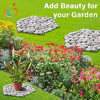 10in River Rock Stepping Stones Set - 6 Pack | Polished Pebble | Long-Lasting PVC Mesh Backing | Perfect for Garden Paths and Lawns Outdoor Landscaping Decoration | White Rhombus - Image 7