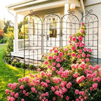 2.2M（86.7" H x 19.7" W） Black Iron Garden Trellis for Climbing Plants, 4PCS Metal Flower Support with Scroll Design & Powder Coating, Outdoor Decor for Roses, Vines, Patio, Yard, Fence - Image 6