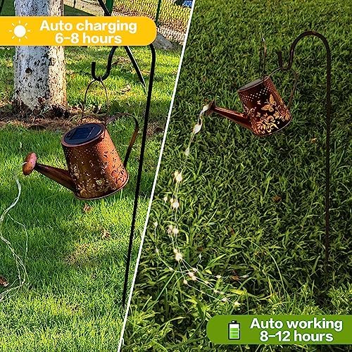 Solar Watering Can Outdoor Lights Garden Decor,Butterfly Hanging Lantern Waterproof Landscape Lights Outside Decoration for Yard Porch Patio Pathway Gardening Gifts(with 32 inch Shepherd Hook) - Image 6